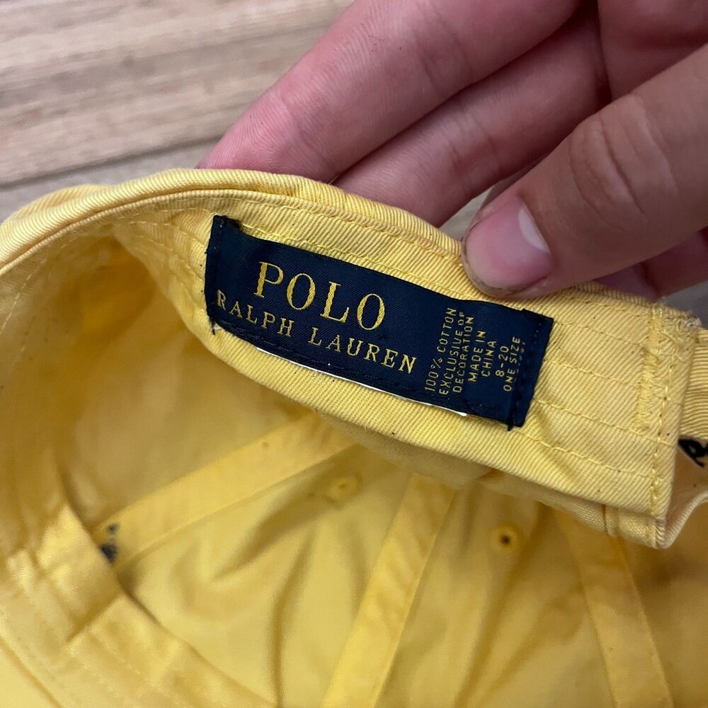 Polo Ralph Lauren Yellow Cotton Strapback Hat Cap Small Pony Adjustable Preppy - Picture 5 of 5